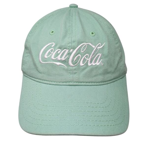 Coca Cola Slideback Baseball Cap Green One Size Adjustable Embroidered 6 Panel - Picture 1 of 9